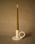 Contemporary Glazed Terracotta Taper Candle Holder with Ring Handle