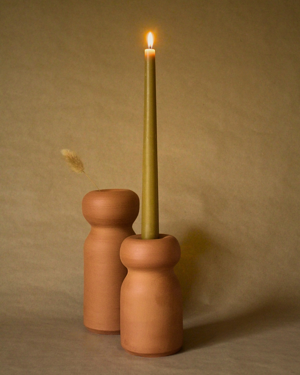 Sculptural Terracotta Taper Candle Holder
