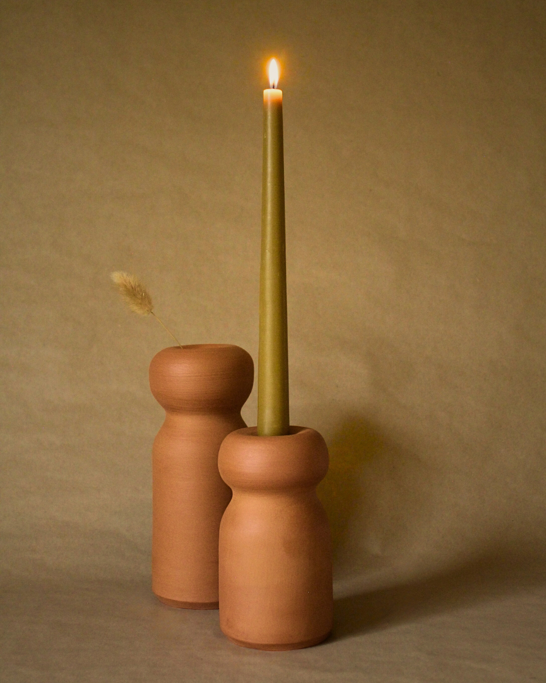 Sculptural Terracotta Taper Candle Holder