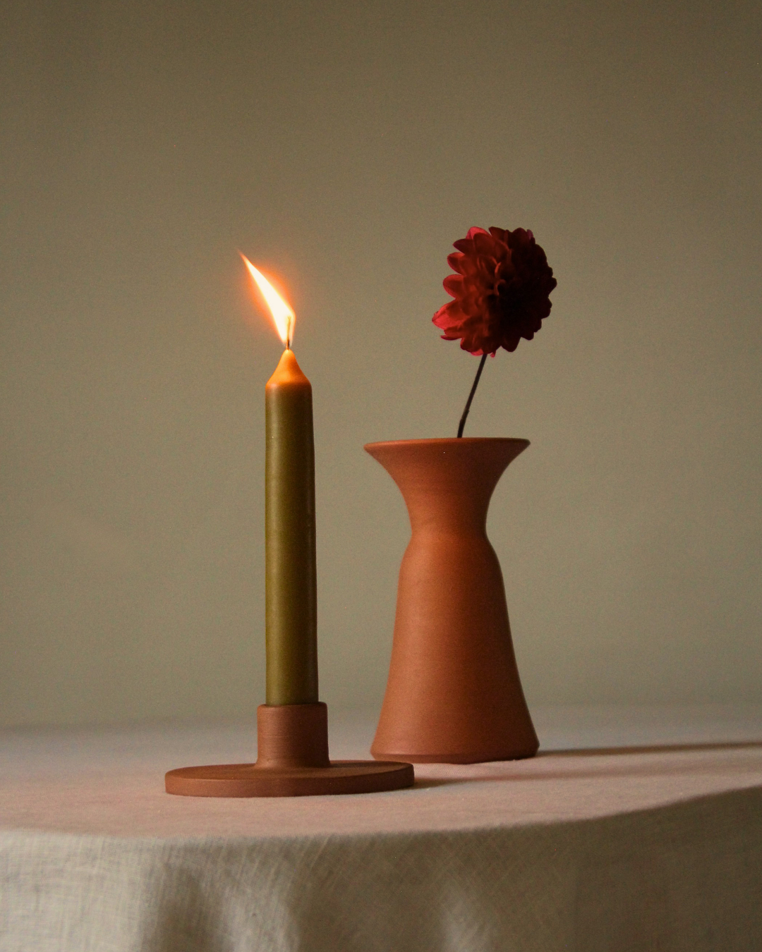 Tulip Terracotta Taper Candle Holder