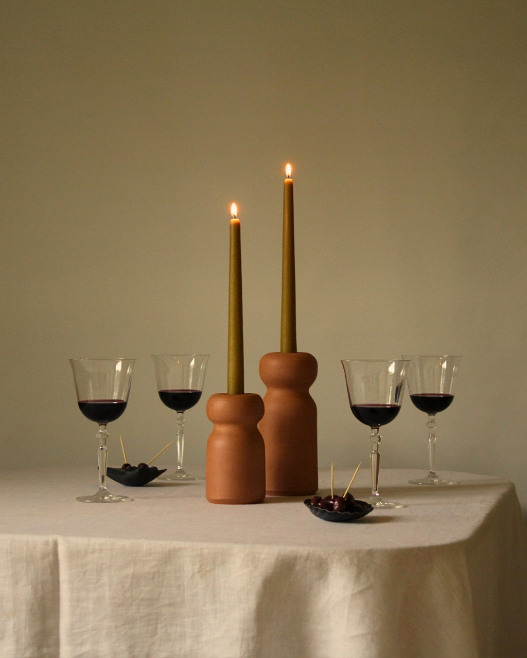 Sculptural Terracotta Taper Candle Holder