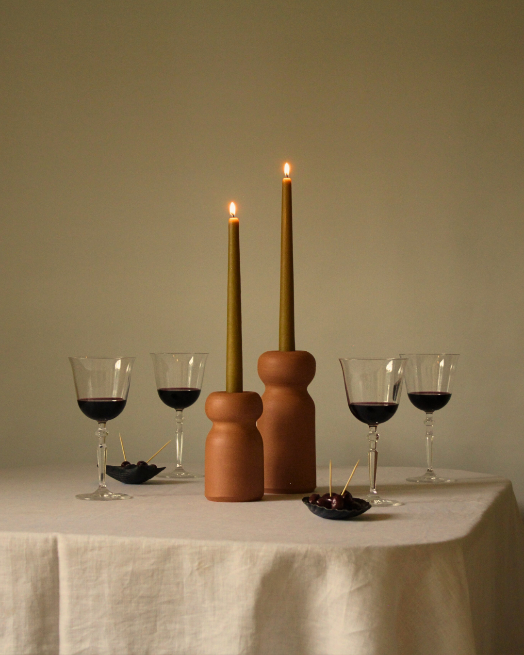 Sculptural Terracotta Taper Candle Holder