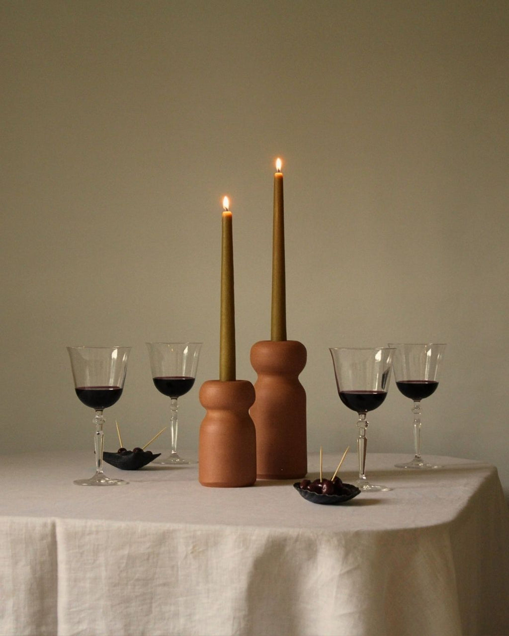 Sculptural Terracotta Taper Candle Holder